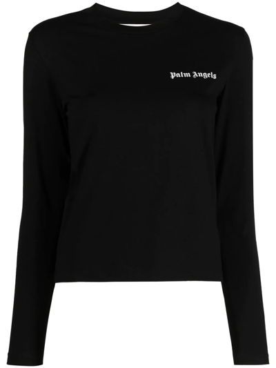 Palm Angels Logo-print Long-sleeved T-shirt In Black