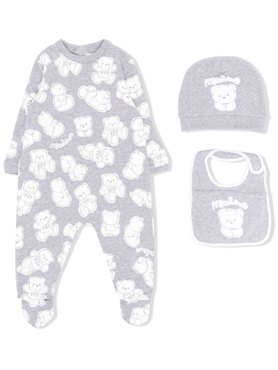 Moschino Babies' Teddy-bear Print Onesie In Grey