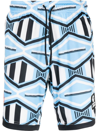 Marcelo Burlon County Of Milan Patterned Drawstring Track Shorts In Blue