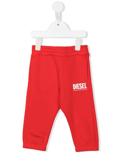 Diesel Babies' Logo-print Drawstring Sweatpants In Red
