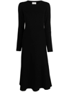 P.a.r.o.s.h Ribbed-knit Midi Dress In Black