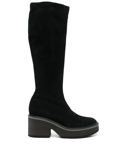 Clergerie Anki 75mm Knee-high Suede Boots In Black
