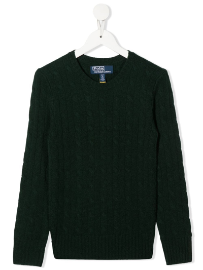 Ralph Lauren Kids' Cable-knit Cashmere Jumper In Green