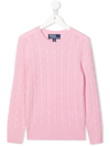 Polo Ralph Lauren Kids' Cable-knit Cashmere Sweater In Pink