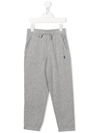 Polo Ralph Lauren Dark Sport Heather Boys' Logo-embroidered Tapered-leg Cotton-blend Jogging Bottoms In Grey