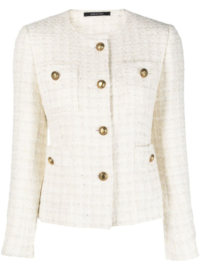 Tagliatore Beverly Single-breasted Tweed Jacket In White