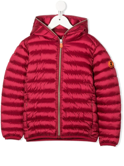 Save The Duck Kids' Logo-patch Quilted Jacket In Red
