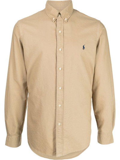 POLO RALPH LAUREN LOGO-EMBROIDERED COTTON SHIRT 