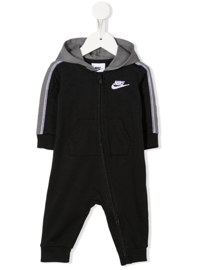 Nike Babies' Logo-embroidered Hooded Pyjamas In Black