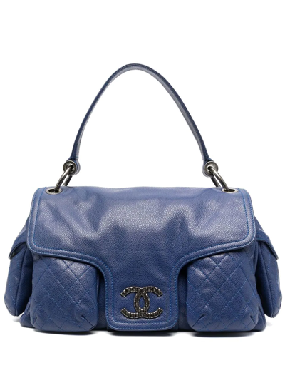 Pre-owned Chanel 2009-2010 Large Diamond-quilted Flap Handbag In Purple
