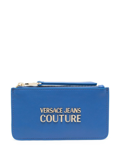 Versace Jeans Couture Logo-lettered Zipped Purse In Blue