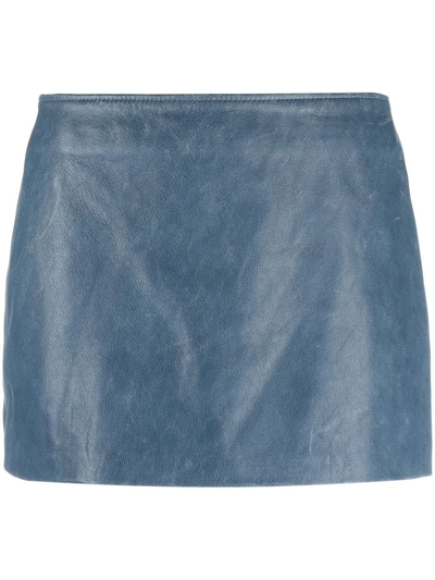 Manokhi Panelled Leather Mini Skirt In Blue
