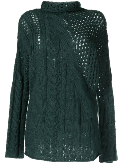 Agnona Cable-knit Cashmere Tunic In Green