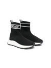Versace Logo Sock Sneakers In Black