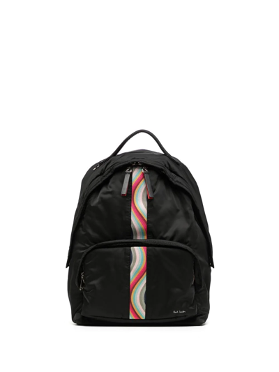Paul Smith Stripe-detail Backpack In Black