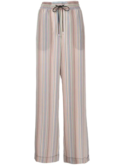 Paul Smith Silk Stripe-print Trousers In Multicolour