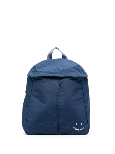 Paul Smith Embroidered-logo Backpack In Blue
