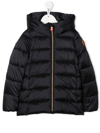 SAVE THE DUCK LOGO-PATCH HOODED PUFFER