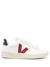 Veja V 10 Logo Suede Low-top Sneakers In White
