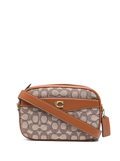 Coach Signature Textile Jacquard Camera Bag In Brown