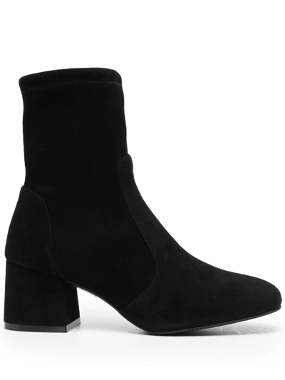 Stuart Weitzman Square-toe Suede Boots In Black