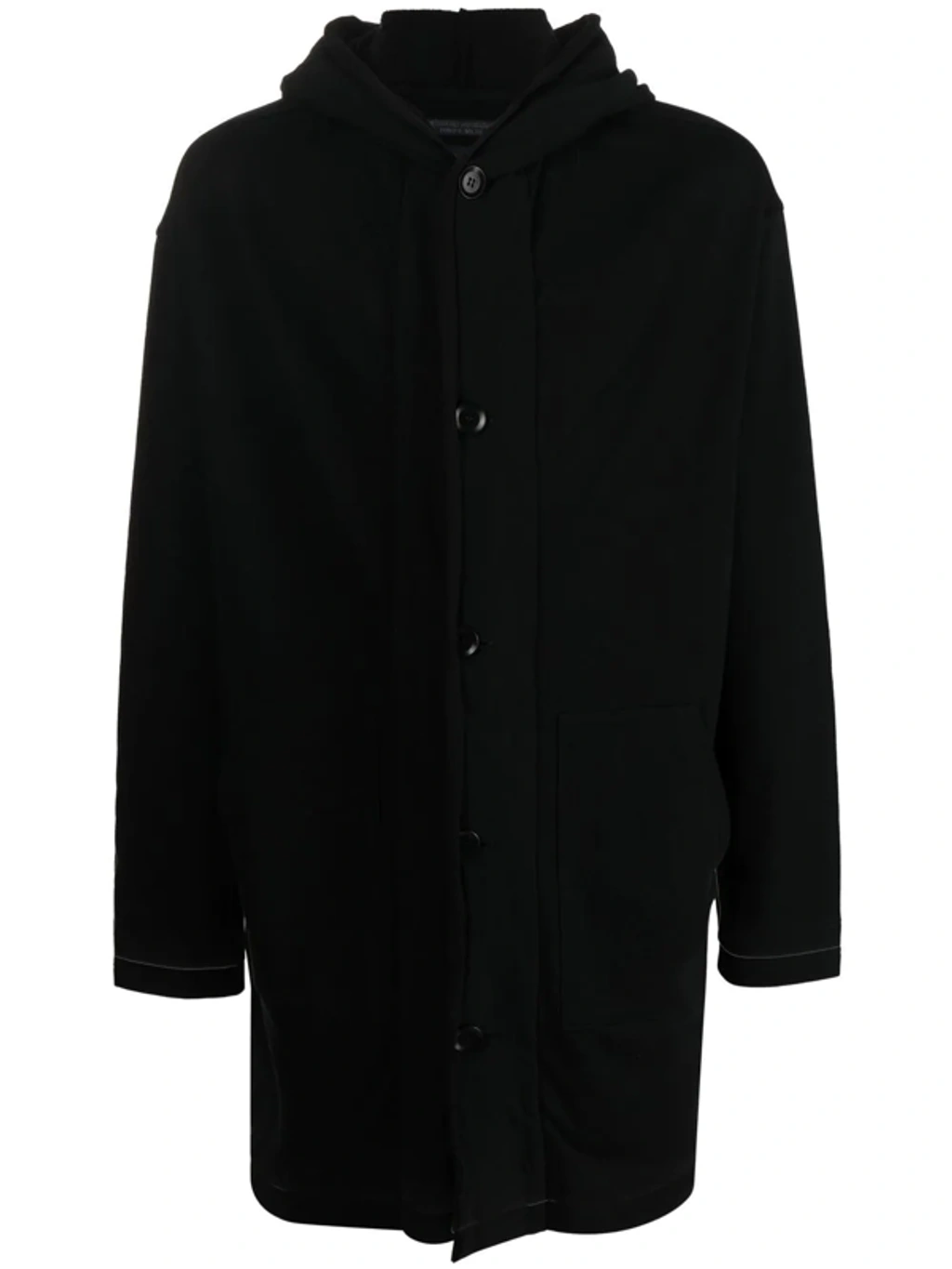 Yohji Yamamoto Hooded Single-breasted Cotton Coat In Black | ModeSens