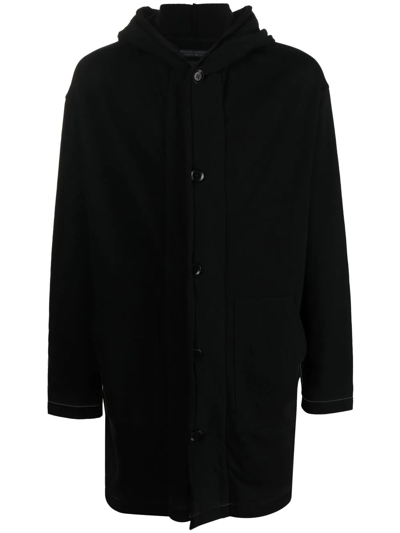 Yohji Yamamoto Hooded Single-breasted Cotton Coat In Black | ModeSens