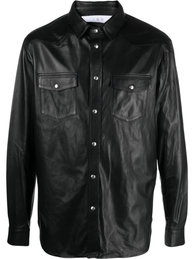 Iro System Long-sleeve Leather Shirt In Black