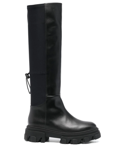 Gia Borghini Gia 12 Black Leather And Neoprene High Boots