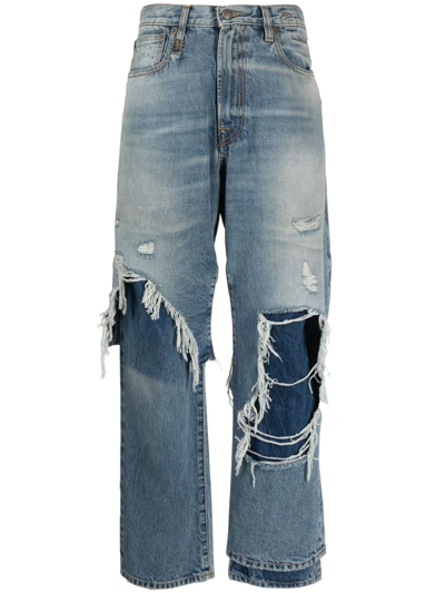 R13 Distressed Wide-leg Jeans In Blue