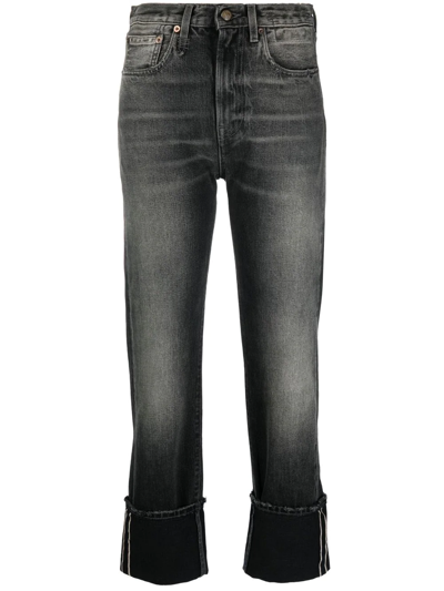 R13 Light-wash Straight-leg Jeans In Black