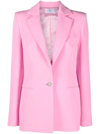 Chiara Ferragni Crystal-embellished Single-breasted Blazer In Pink