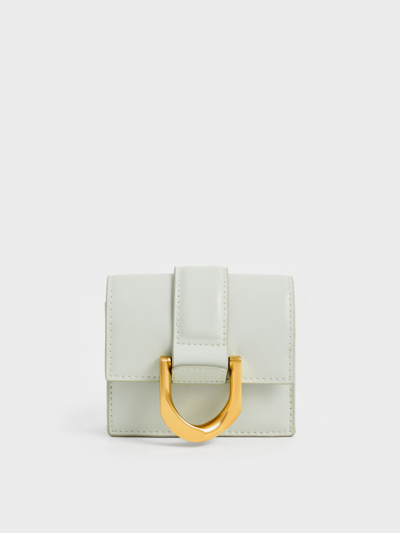 Charles & Keith Gabine Chain-link Cardholder In Mint Green