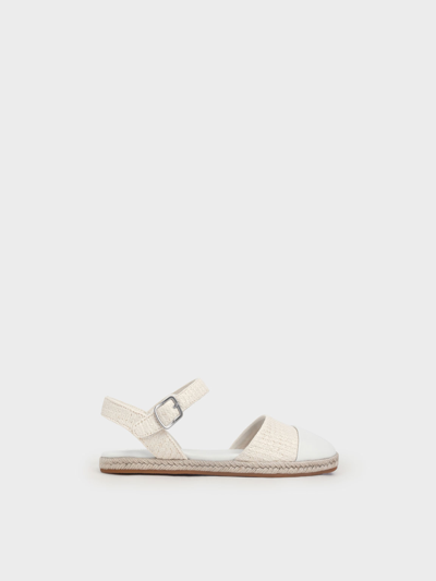 Charles & Keith - Girls' Two-tone Ankle-strap Espadrilles In Beige