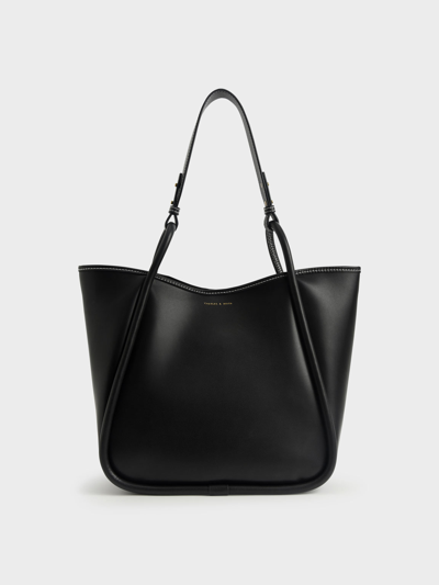 Charles & Keith Circle Handle Tote Bag In Black