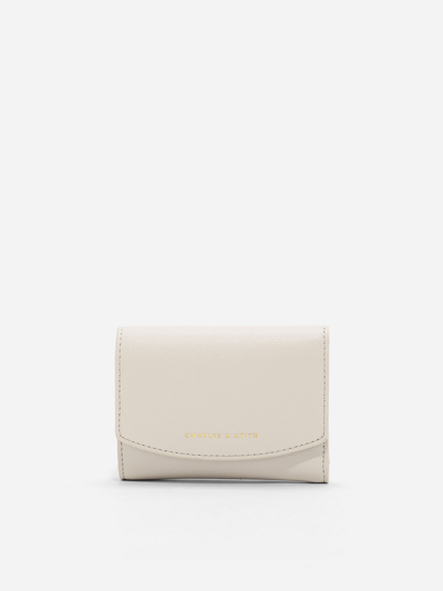 Charles & Keith Mini Front Flap Wallet In Ivory
