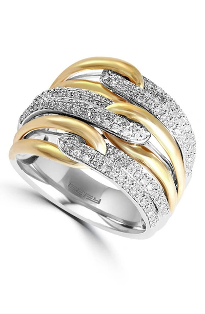 Effy 14k White & Yellow Gold Diamond Ring In White And Yellow