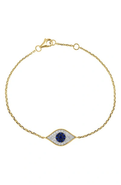 Effy 14k Yellow Gold Diamond & Sapphire Evil Eye Bracelet In Blue