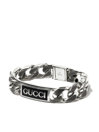 Gucci Sterling Silver And Enamel Chain Bracelet