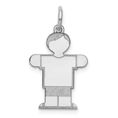 Pre-owned Accessories & Jewelry 14k White Gold Laser Etched Engraveable Boy Stretch Hands For Hug Kid Charm