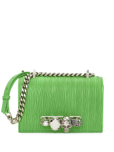 Alexander Mcqueen Mini Jewelled Quilted Satchel In Acid Green