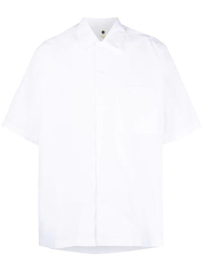 Oamc Boxy Short Sleeve Cotton Shirt In Light Blue