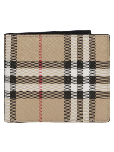 Burberry Vintage Check E-canvas Wallet In Beige