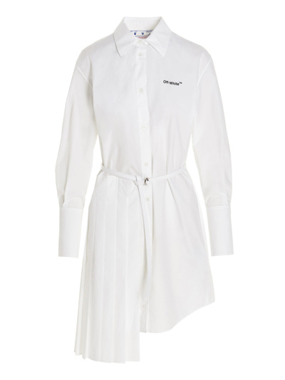 Off-white Diag-print Chemisier Dress In White