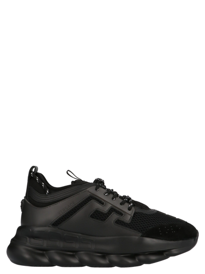 Versace Chain Reaction Leather & Mesh Sneaker In Black | ModeSens
