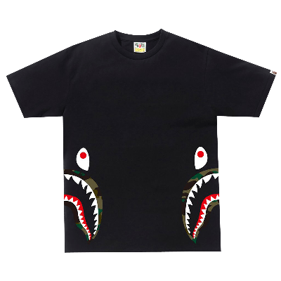 Pre-owned Bape 1st Camo Side Shark Tee 'black/green'