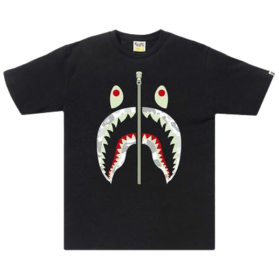 Pre-owned Bape Space Camo Shark Tee 'black'
