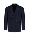 Tagliatore Double-breasted Tailored Jacket Flap Pockets In Blue