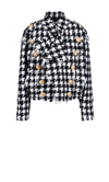 Balmain White & Black Double-breasted Jacket In Black