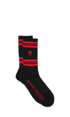 Alexander Mcqueen Stripe & Skull Cotton Blend Socks In Black
